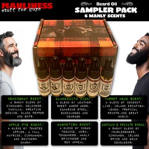 MANLINESS Beard Oil Sampler Pack- 6 unique scents