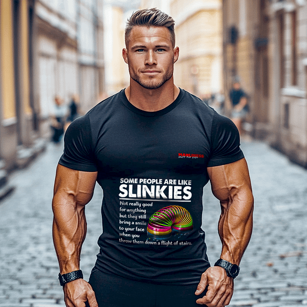 Funny Men's T Shirt That Says: ‘Some people are like slinkies…’